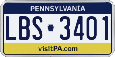 PA license plate LBS3401
