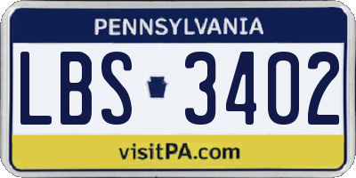 PA license plate LBS3402