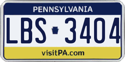 PA license plate LBS3404