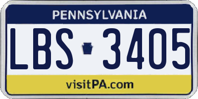 PA license plate LBS3405