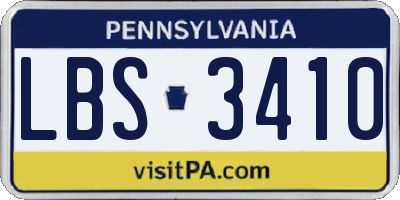 PA license plate LBS3410