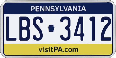 PA license plate LBS3412