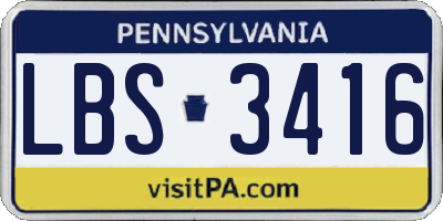PA license plate LBS3416