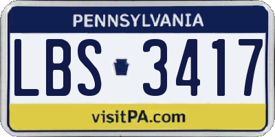 PA license plate LBS3417