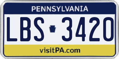 PA license plate LBS3420
