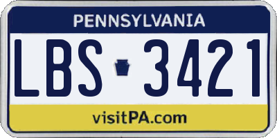 PA license plate LBS3421