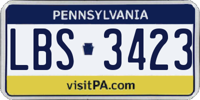 PA license plate LBS3423