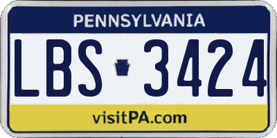 PA license plate LBS3424