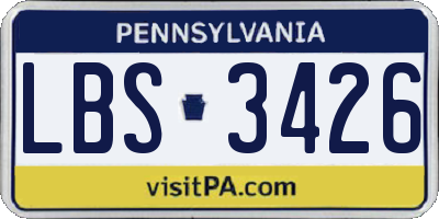 PA license plate LBS3426