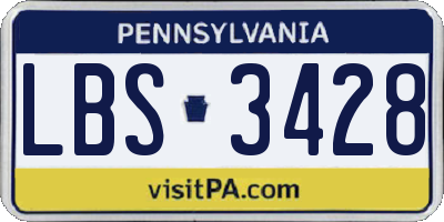 PA license plate LBS3428
