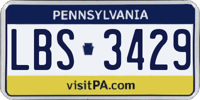 PA license plate LBS3429
