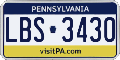 PA license plate LBS3430