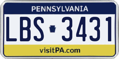 PA license plate LBS3431