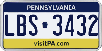 PA license plate LBS3432