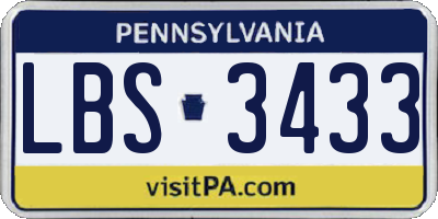 PA license plate LBS3433
