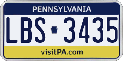 PA license plate LBS3435