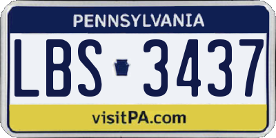PA license plate LBS3437