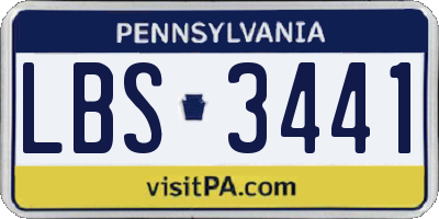 PA license plate LBS3441