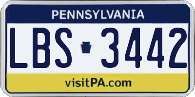 PA license plate LBS3442