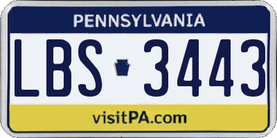 PA license plate LBS3443