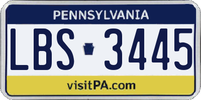 PA license plate LBS3445