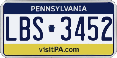 PA license plate LBS3452