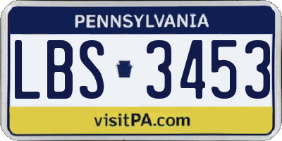PA license plate LBS3453