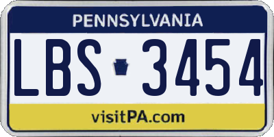 PA license plate LBS3454