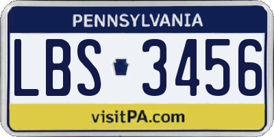 PA license plate LBS3456