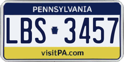 PA license plate LBS3457