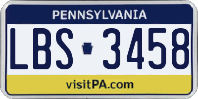 PA license plate LBS3458