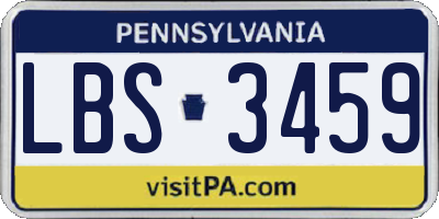 PA license plate LBS3459