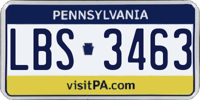PA license plate LBS3463