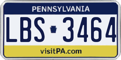 PA license plate LBS3464