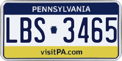 PA license plate LBS3465