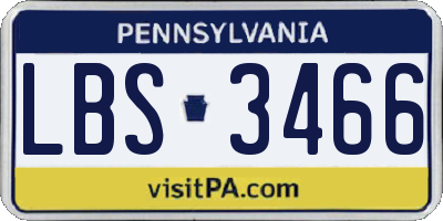 PA license plate LBS3466