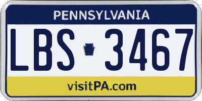 PA license plate LBS3467
