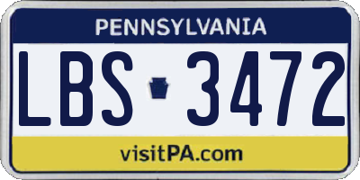 PA license plate LBS3472