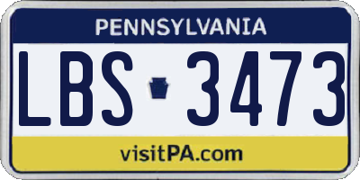 PA license plate LBS3473