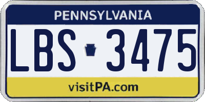 PA license plate LBS3475