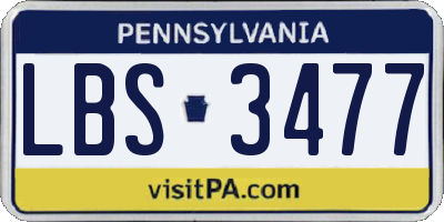 PA license plate LBS3477