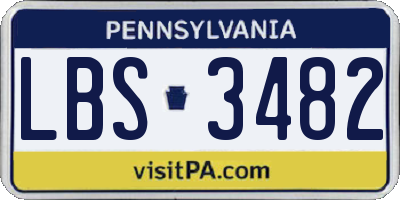PA license plate LBS3482