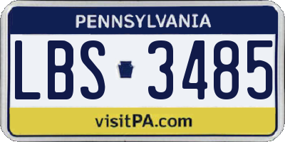 PA license plate LBS3485