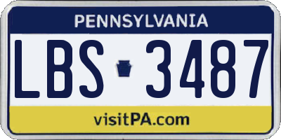 PA license plate LBS3487
