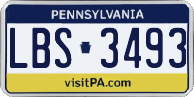 PA license plate LBS3493