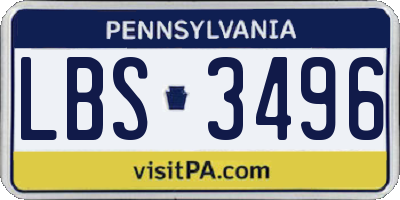 PA license plate LBS3496