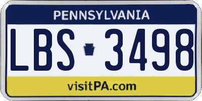 PA license plate LBS3498