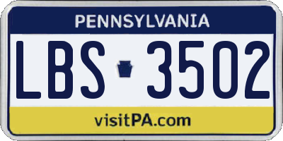 PA license plate LBS3502