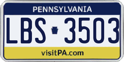 PA license plate LBS3503