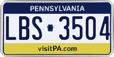 PA license plate LBS3504
